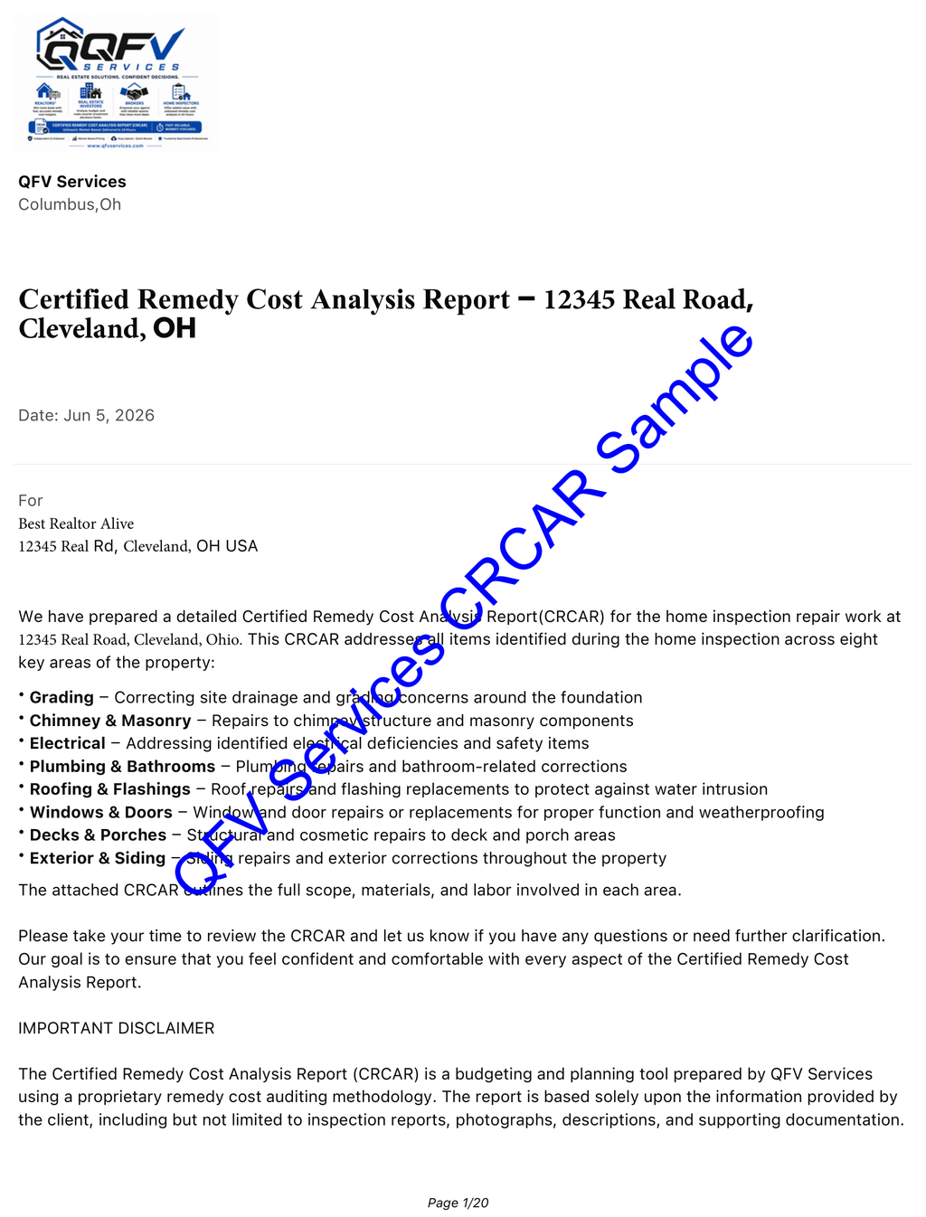 Certified Remedy Cost Analysis Report Single Request
