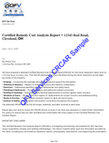 Certified Remedy Cost Analysis Report Single Request
